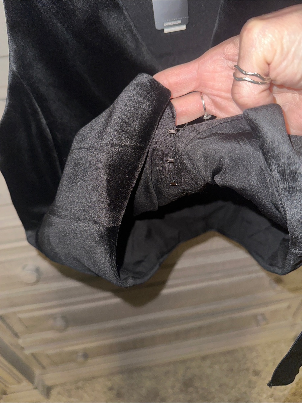 Express Black Velvet Tie-Front Vest - Picture 4 of 6